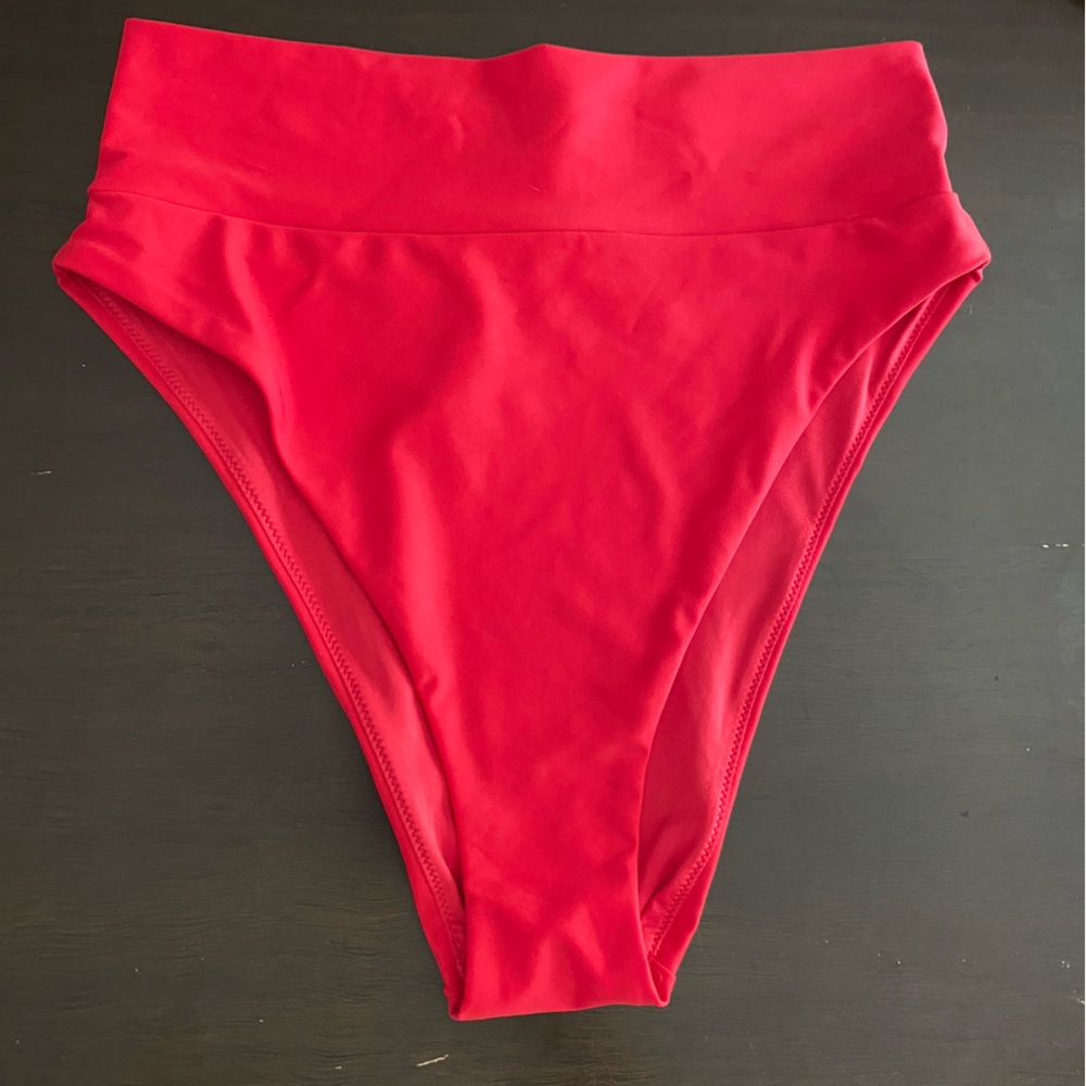 Aerie Bright Red High Waisted Swimwear Bikini Bottoms NWT Medium